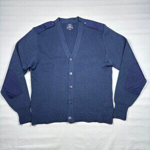 VTG Military Equipment Cardigan Wool Blend Sweater USAF Elbow Patches Mens 48R